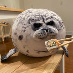 Pineapple Chubby Blob Seal Plush Pillow, Cute Stuffed Animal Seal Plushie Toy, Cotton Plushy Ocean Gray Large (23.6 Inch)