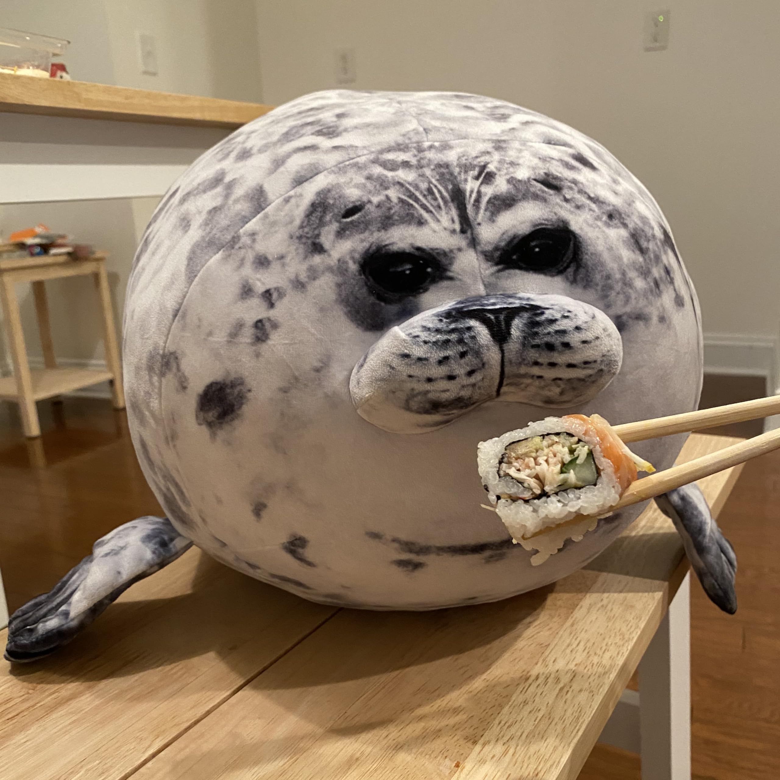 Pineapple Chubby Blob Seal Plush Pillow, Cute Stuffed Animal Seal Plushie Toy, Cotton Plushy Ocean Gray Large (23.6 Inch)