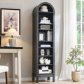 IFGET 71 Tall Arched Bookshelf, 8 Tiers Arch Bookcase with Storage, Modern Farmhouse Book Shelf with Adjustable Shelves, Wood Bo