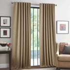 Ryb Home Linen Textured 100% Blackout Curtains For Bedroom, Insulating Energy Saving Window Curtains For Living Room Dining Pati