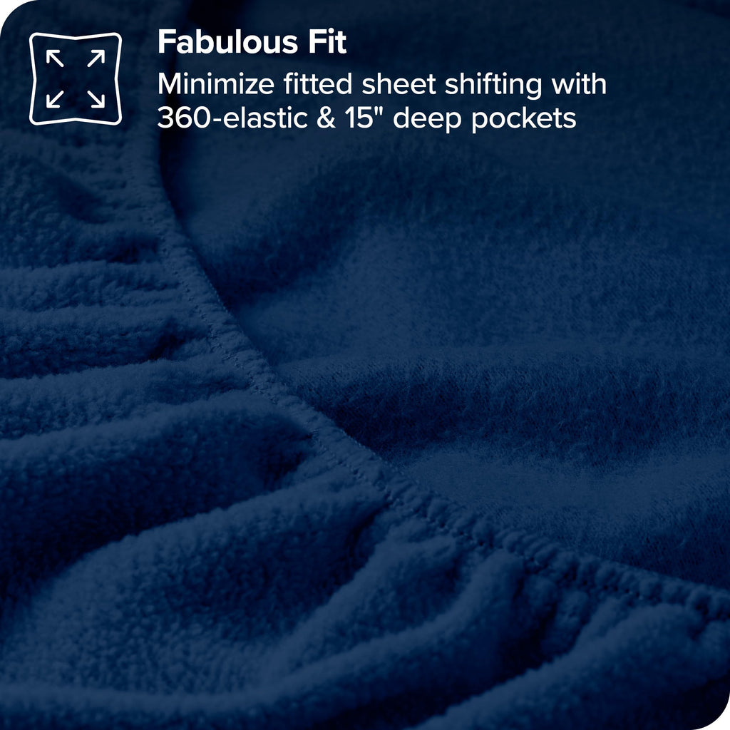 Bare Home Super Soft Fleece Fitted Sheet - Full Size - Extra Plush Polar Fleece - Deep Pocket - All Season Cozy Warmth (Full, Da