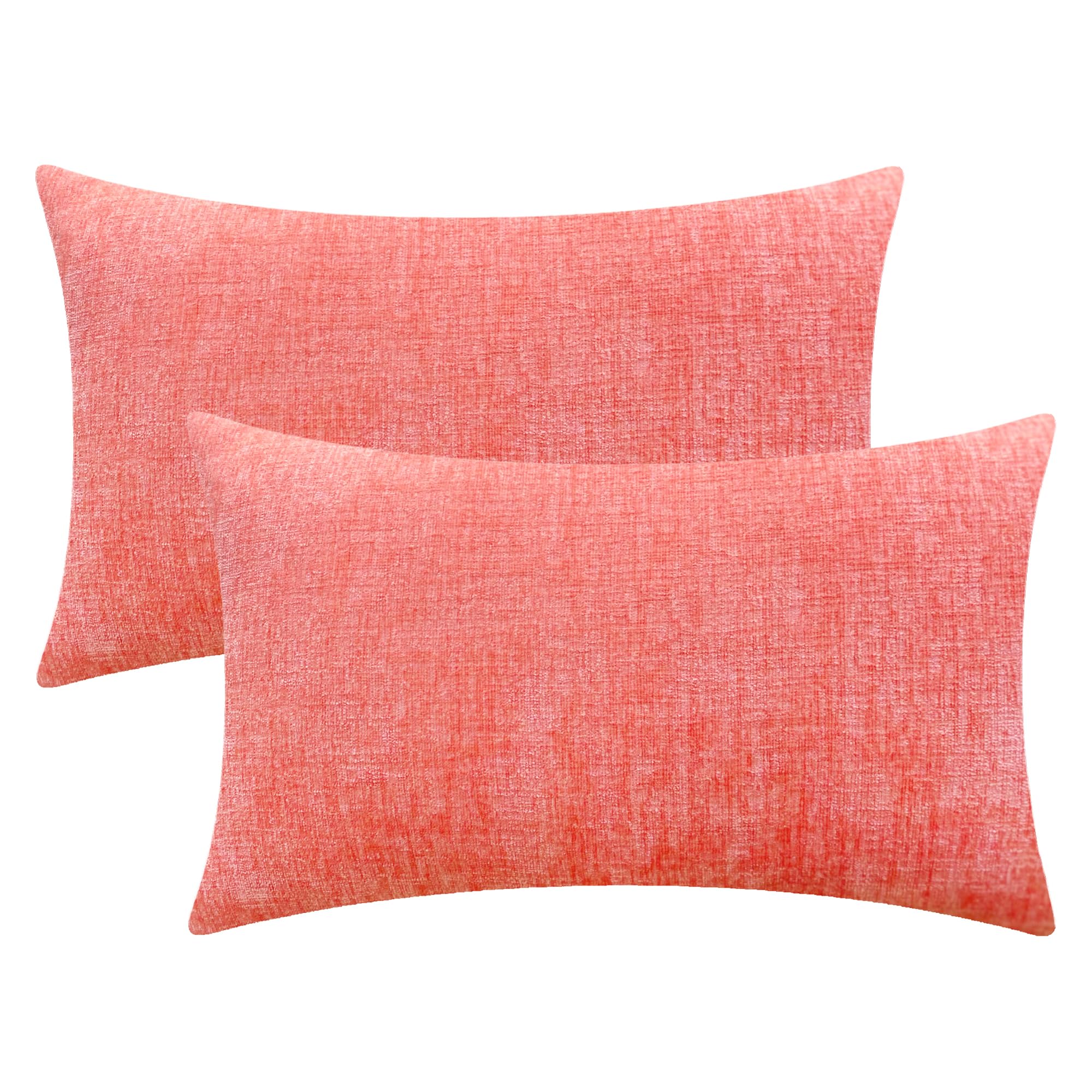 Calitime Pack Of 2 Cozy Throw Pillow Covers Cases For Couch Sofa Home Decoration Solid Dyed Soft Chenille 16 X 26 Inches Living
