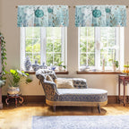 Emvency 2 Pack Valances Window Treatments,Summer Ocean Turtle Sea Teal Starfis Blackout Drapes Adjustable Curtain Valances For W