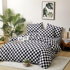 Houseri Black And White Plaid Comforter Set King Black Grid Bedding Comforter King Size Men Women Modern Checkerboard Comforters