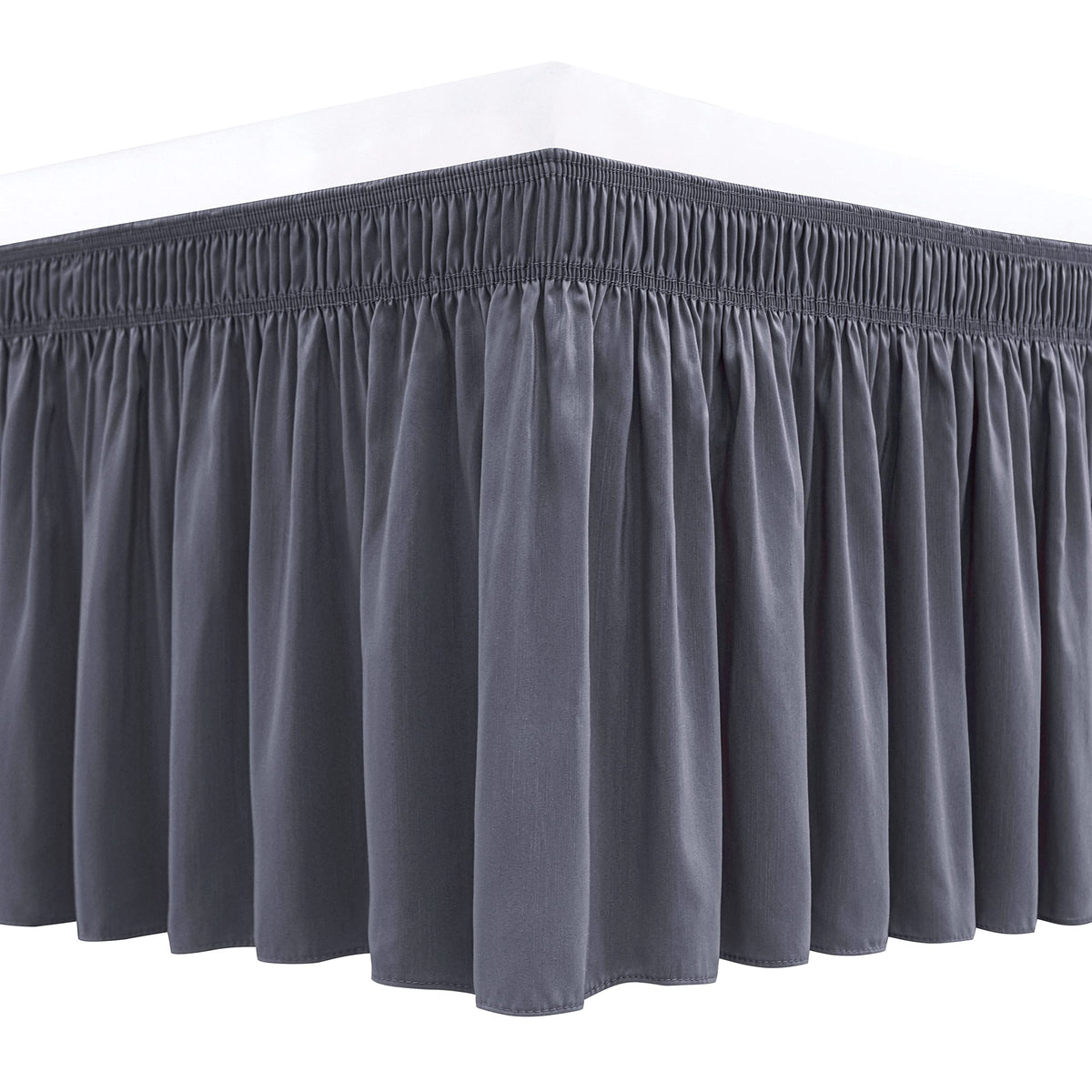 Biscaynebay Wrap Around Bed Skirts For King & Cal King Beds 14' Drop, Dark Grey Adjustable Elastic Dust Ruffles Easy Fit Wrinkl