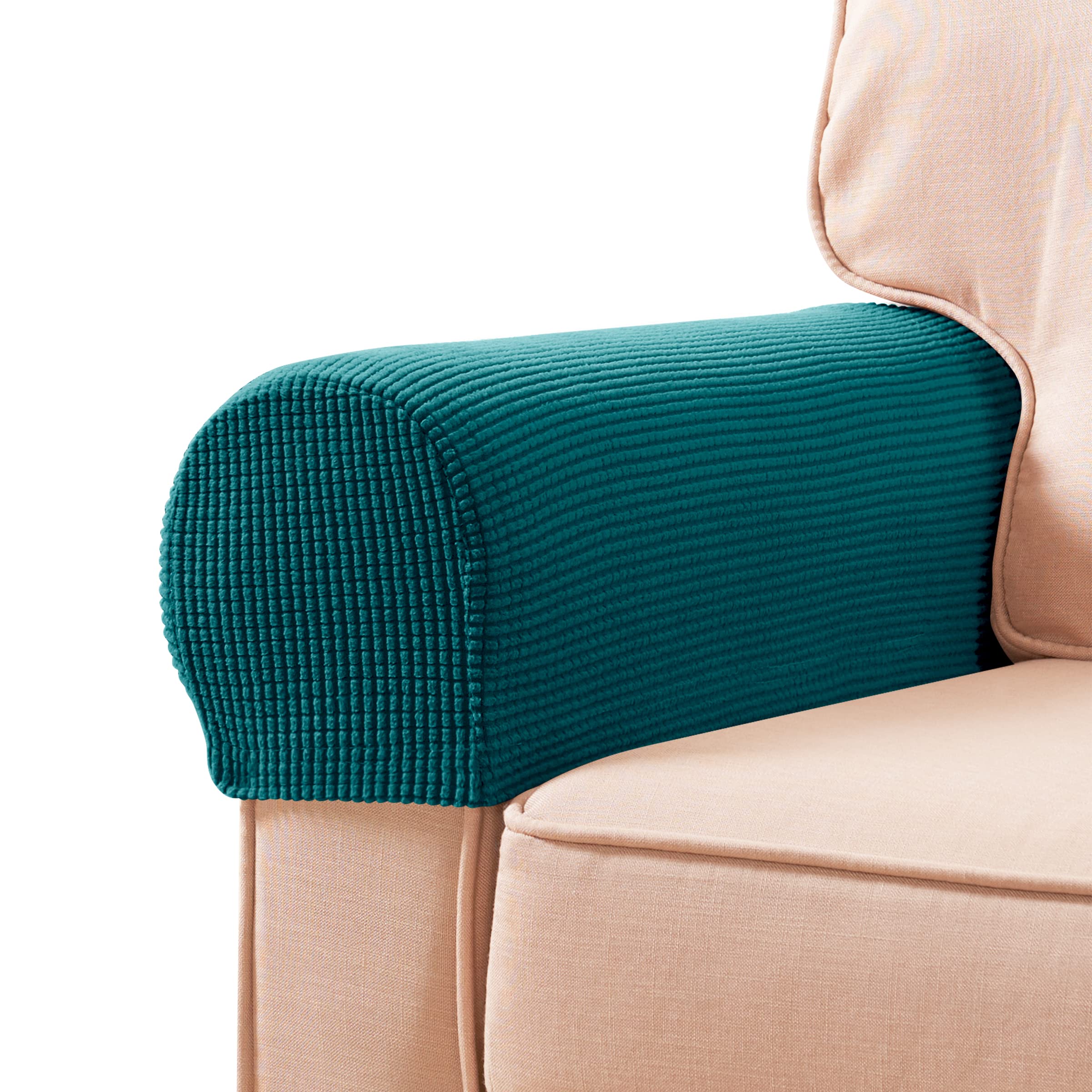 Subrtex Stretch Armrest Covers Spandex Arm Covers For Chairs Couch Sofa Armchair Slipcovers For Recliner Sofa With Twist Pins 2Pcs (Blue)