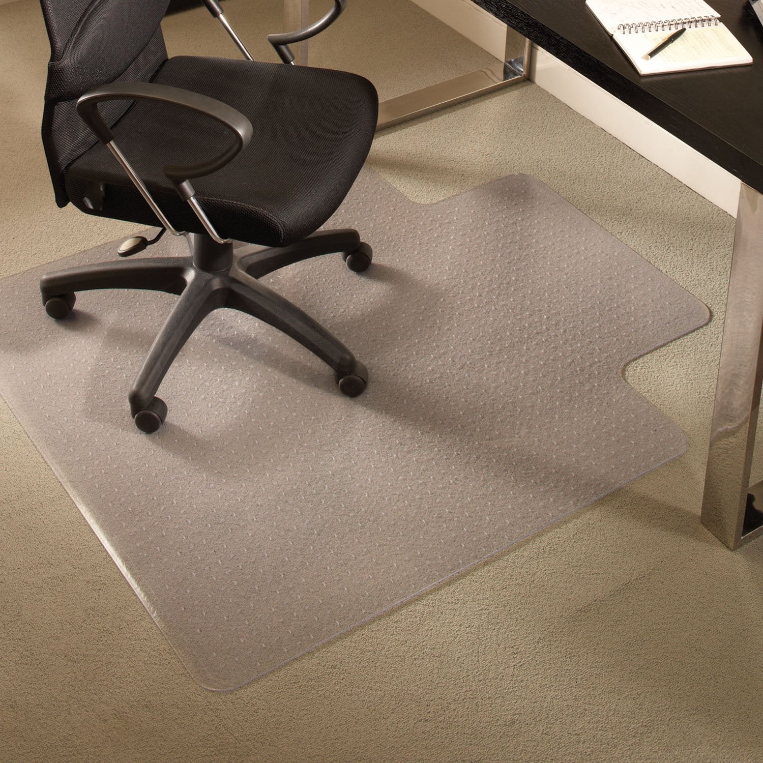 Chair Mats For Medium Pile Carpet, 36' X 48' Rectangle With Lip, Clear Vinyl Crystal Edge