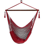 Sunnydaze Caribbean Xl Hanging Outdoor Hammock Chair - Soft-Spun Polyester Rope - 300-Pound Capacity - Red