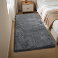 Fluffy Rug Shaggy Area Rug, Dark Grey 3x5 Area Rugs for Bedroom, Small Bedside Rug, Soft Fluffy Shaggy Entryway Throw Rugs for L