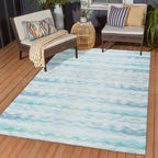Addison Rugs Surfside Asr46 Blue 10' X 14' Indoor Outdoor Rug, Easy Clean, Machine Washable, Non Shedding, Bedroom, Living Room,
