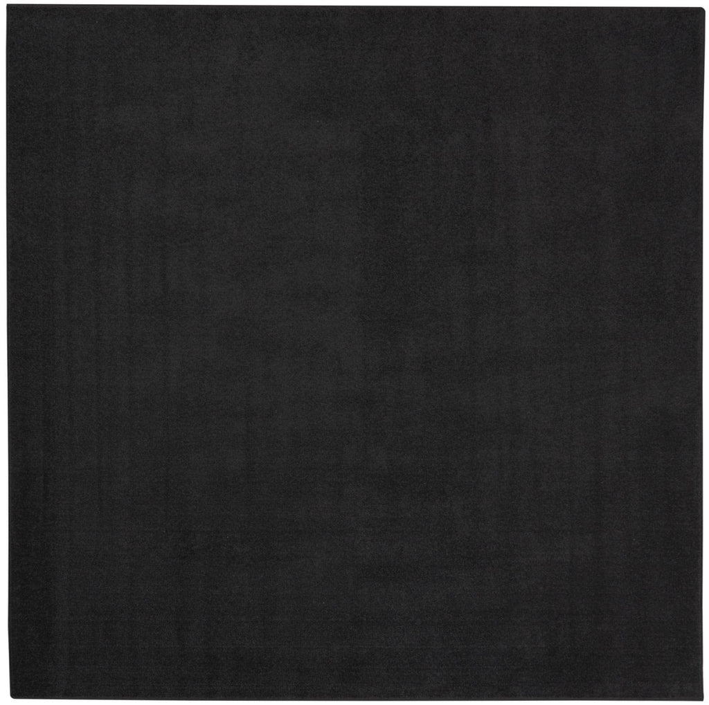 Nourison Essentials Indoor/Outdoor Black 5' X Square Area Rug, Easy Cleaning, Non Shedding, Bed Room, Living Room, Dining Room,