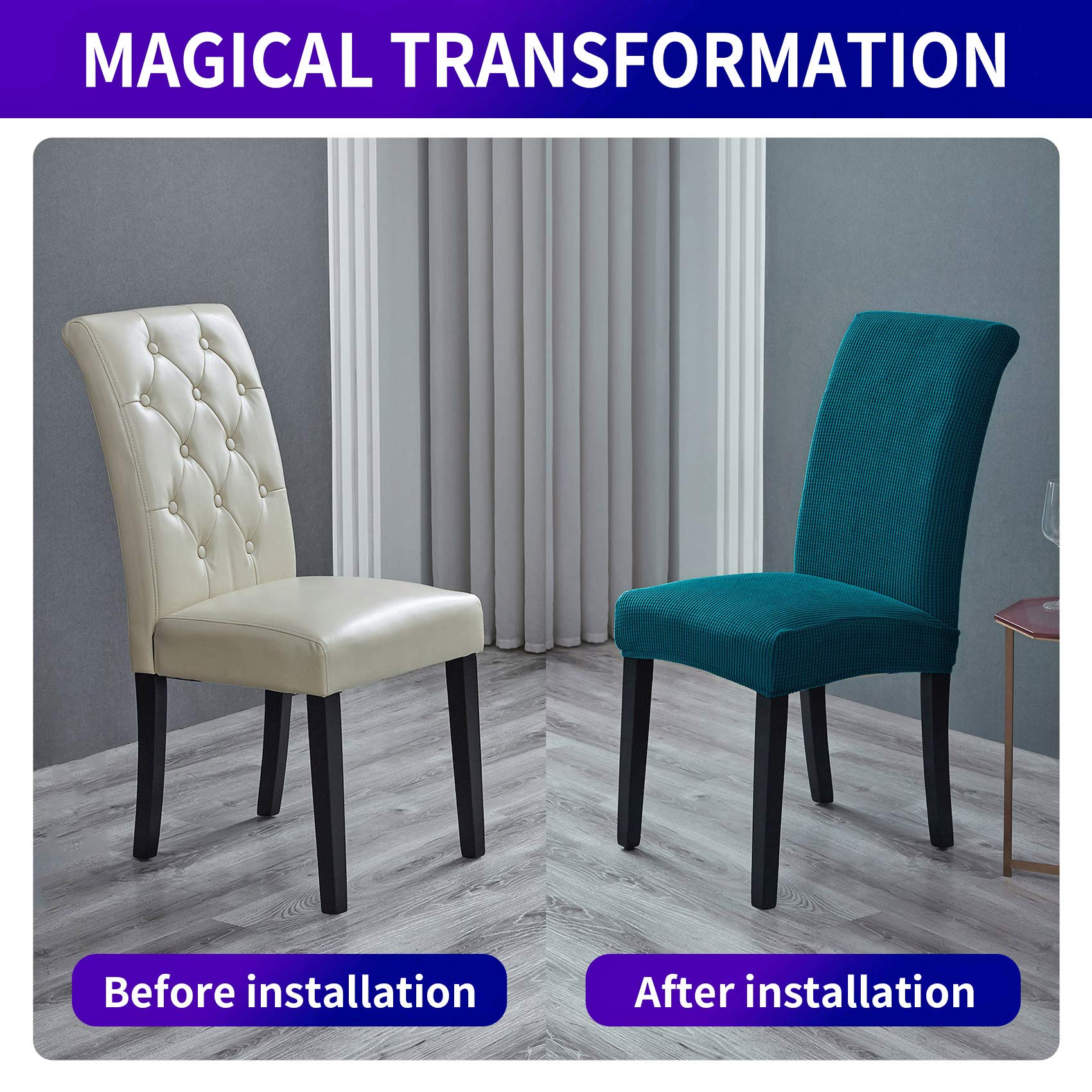 Howhic Stretch Chair Covers For Dining Room Set Of 6, Removable Washable Dining Room Chair Covers, Dining Chair Slipcovers Seat
