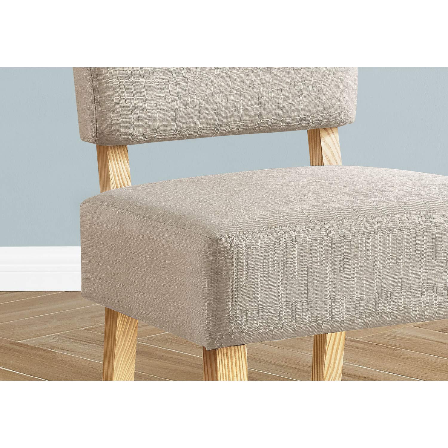 Monarch Specialties 8272, Armless, Living Room, Bedroom, Fabric, Wood Legs, Beige, Natural, Transitional Accent Chair, 22.75&quot; L X 27.5&quot; W X 31.5&quot; H, Taupe