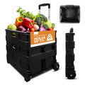 Inspired Living Collapsible Ultra-Slim Pack-N-Roll, 2 Wheel Utility Cart , With Telescopic Handle - Super Strong Up To 80 Lbs Load Capacity, Black
