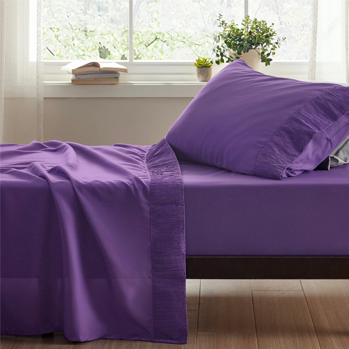 Bedsure Twin Xl Sheet Sets Dorm Bedding - Soft Extra Long Twin Bed Sheets, 3 Pieces Hotel Luxury Purple Sheets Twin Xl, Easy Car
