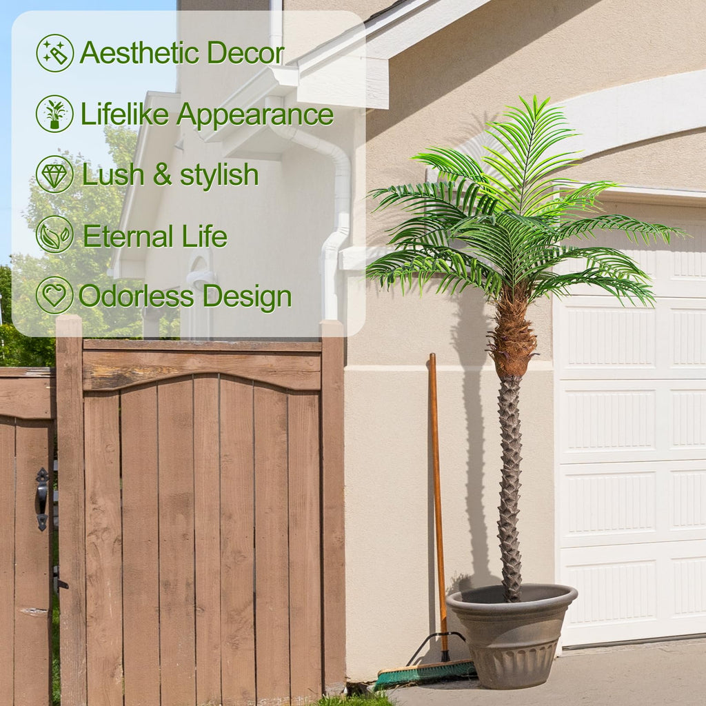 Keeplush 7Ft Tall Artificial Phoenix Palm Tree For Outdoor Indoor Decor, Large Faux Coconut Silk Palm Tree Tropical Fake Tree Pe