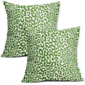 Lime Green White Leopard Print Pillow Covers 18X18 Inch Set Of 2 Cheetah Animal Spots Decorative Pillow Cases Preppy Chinoiserie