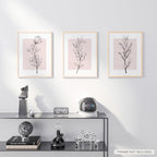 Excool Club Pink Botanical Wall Art - 12X16 Pink Flower Wall Art Blush Floral Prints, Minimalist Plant Line Art Poster, Light Pi