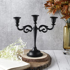 Rely+ 3 Arm Candelabra - 10 Inch Tall Matte Black Tapered Candle Holders - Elegant Candle Stands And Candlesticks Holders For Ha