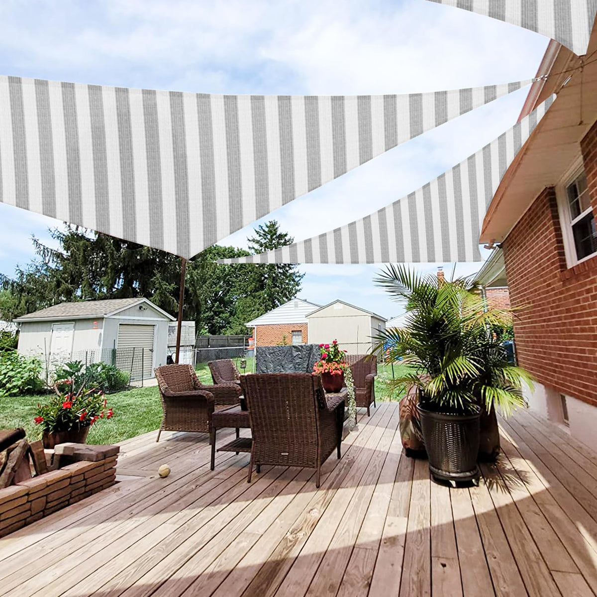 Patio Paradise 8 ' X 8 ' X 8 ' Sun Shade Sail Triangle Canopy, Permeable Shade Cloth Fabric Sunlight Block Patio Cover Hdpe Deck