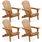 Casafield Folding Adirondack Chair, Set Of 4 Cedar Wood Outdoor Fire Pit Lounge Chairs For Patio, Deck, Yard, Lawn And Garden Seating, Partially Pre-Assembled - Natural