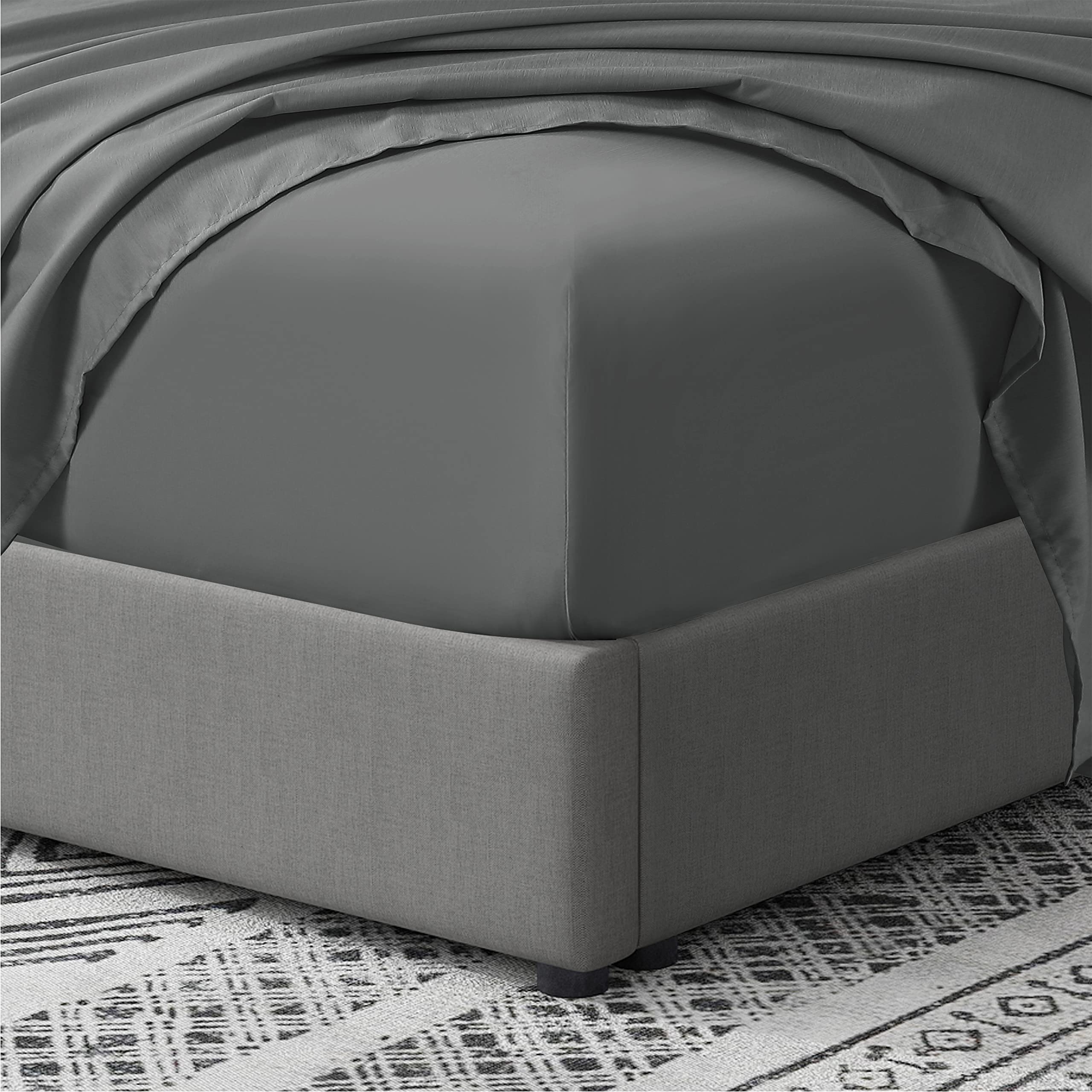 Cathay Home King Fitted Sheet - Double Brushed Ultra Soft – Wrinkle & Fade Resistant - 14' Standard Pocket Fitted Sheet Only - Good Fit For 12'-16' Deep Mattress (King, Gray)