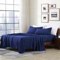 Cathay Home Essentials Ultra Soft Hypoallergenic Wrinkle Resistant Double Brushed Microfiber Bedding Sheet Set, Royal Blue, Full