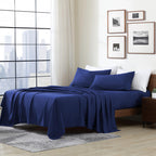 Cathay Home Essentials Ultra Soft Hypoallergenic Wrinkle Resistant Double Brushed Microfiber Bedding Sheet Set, Royal Blue, Full