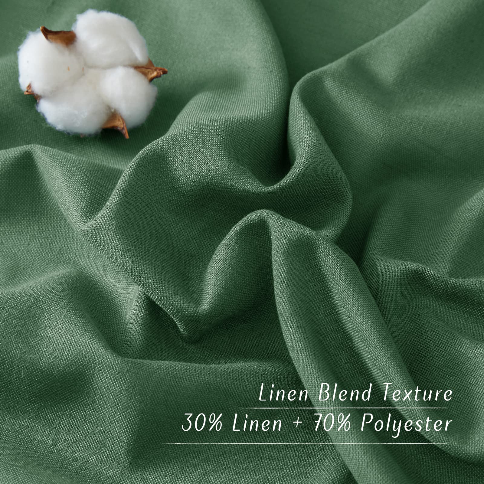 Nicetown Olive Green Curtains 84 Inch Length 2 Panels, Grommet Linen Blend Privacy Added Thick Flax Boho-Chic Light Filtering Semi Sheer Window Drapes For Home Office/Living Room, W55 X L84