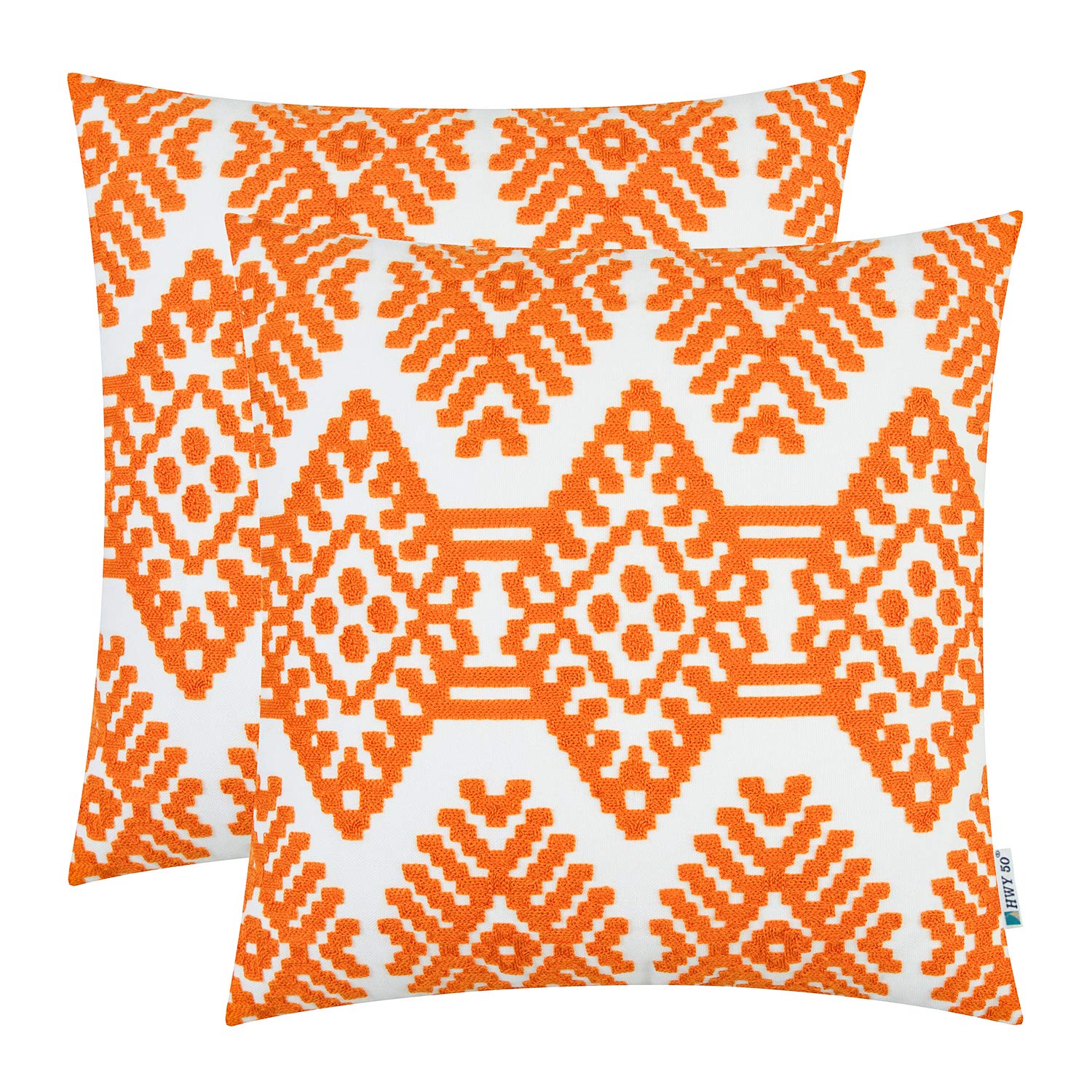 Hwy 50 Decorative Couch Throw Pillow Covers Set 18X18 Inch Embroidered Cotton Diamond Geometric Throw Pillow Cases Set Cushion C