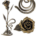 Personalized Bronze Stained Metal Rose - Custom Engraved Wedding