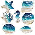 Weysat 7 Pieces Beach Wall Decor Starfish Seashell Wall Decor for Bathroom Coastal Wall Decor Rustic Wooden Decorations Marine N