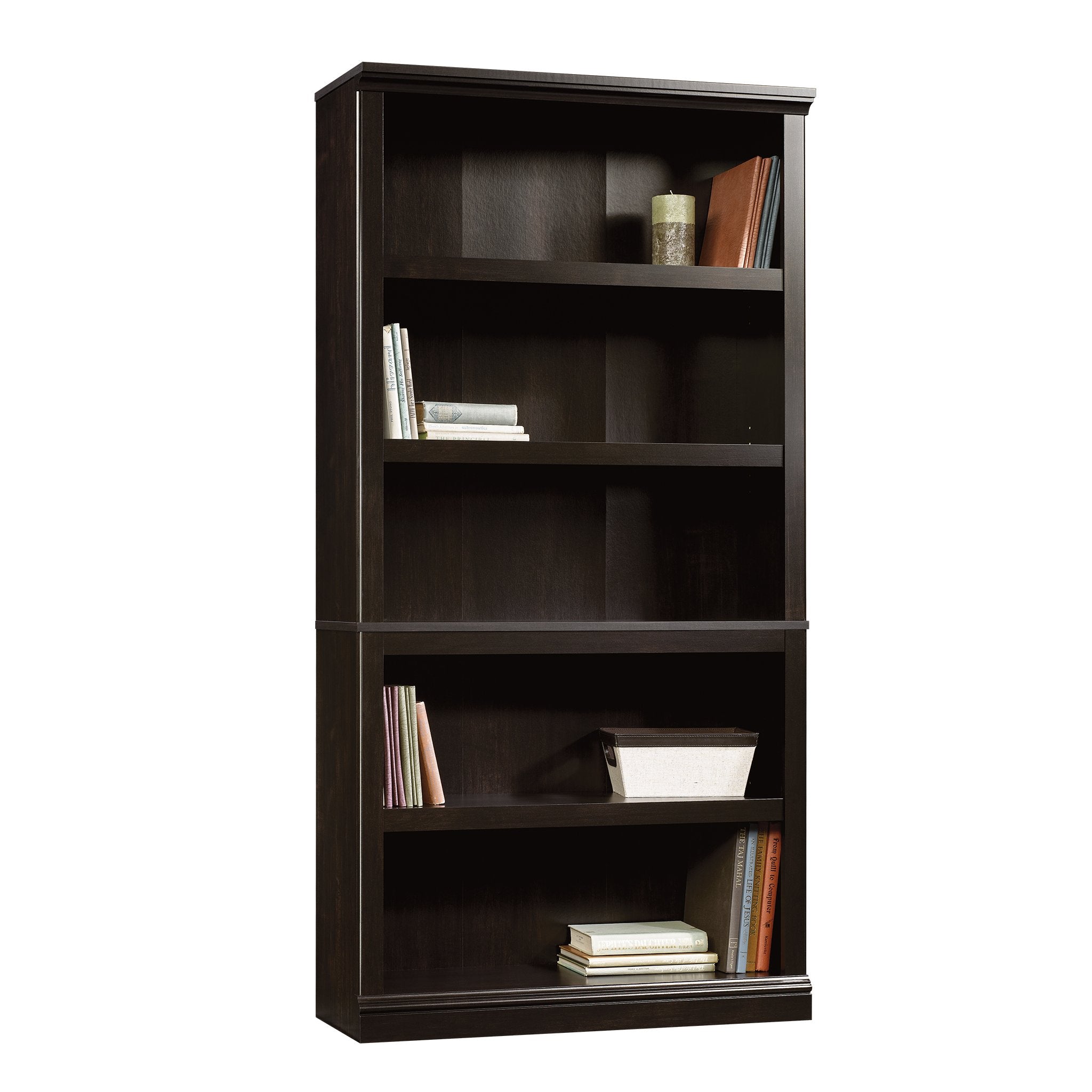 Sauder Miscellaneous Storage 5 Bookcase/Book Shelf, L: 35.28 x W: 13.23 x H: 69.76, Estate Black
