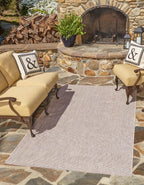Unique Loom Collection Casual Transitional Solid Heathered Indoor/Outdoor Flatweave Area Rug (2' x 3' 1'' Rectangle, Beige/Ivory