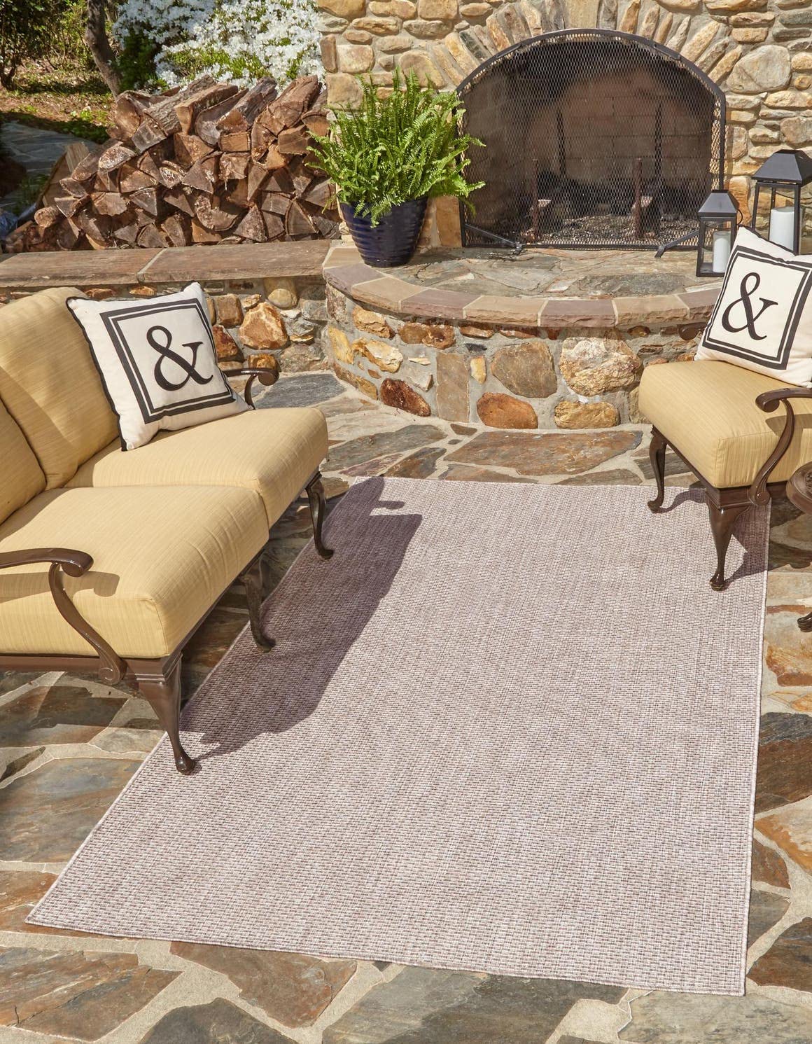 Unique Loom Collection Casual Transitional Solid Heathered Indoor/Outdoor Flatweave Area Rug (2' x 3' 1'' Rectangle, Beige/Ivory
