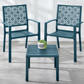 Best Choice Products 3-Piece Outdoor Bistro Set, Stackable Modern Steel Furniture for Porch, Garden w/ 2 Chairs, Table, Geometri
