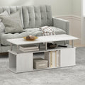 JAYA Utility Design Coffee Table, White Oak, Stainless Steel Tubes