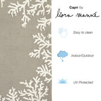 Liora Manne Capri Indoor/Outdoor Handmade Synthetic Blend Durable Area Rug - Traditional Border Coastal Beach Accent (Coral Border Silver) (8' Round)