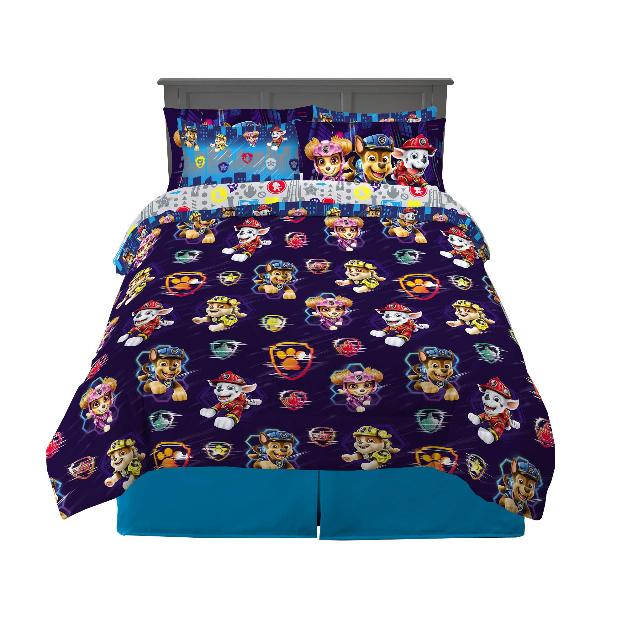 Franco Paw Patrol Kids Bedding Super Soft Comforter and Sheet Set with Sham, 7 Piece Queen Size, (Official Licensed Product)