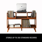Crosley Furniture Asheville Mid-Century Modern Media Console Record Player Stand, Storage for Vinyl Records, Walnut, Large