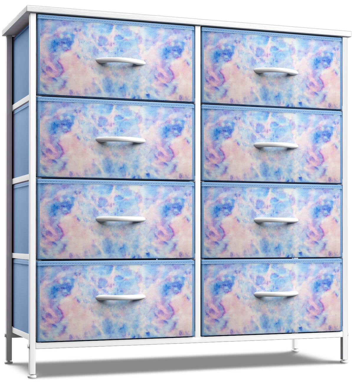 Sorbus Dresser With 8 Drawers - Furniture Storage Chest Tower Unit For Bedroom, Hallway, Closet, Office Organization - Steel Frame, Wood Top, Easy Pull Fabric Bins (8-Drawer, Blue)