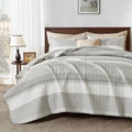 Andency California King Quilt Set - Linen Grey Lightweight Soft Quilt Cal King - Summer Bedspread California King Size - Bedding Coverlet For All Seasons (Includes 1 Quilt, 2 Pillow Shams)
