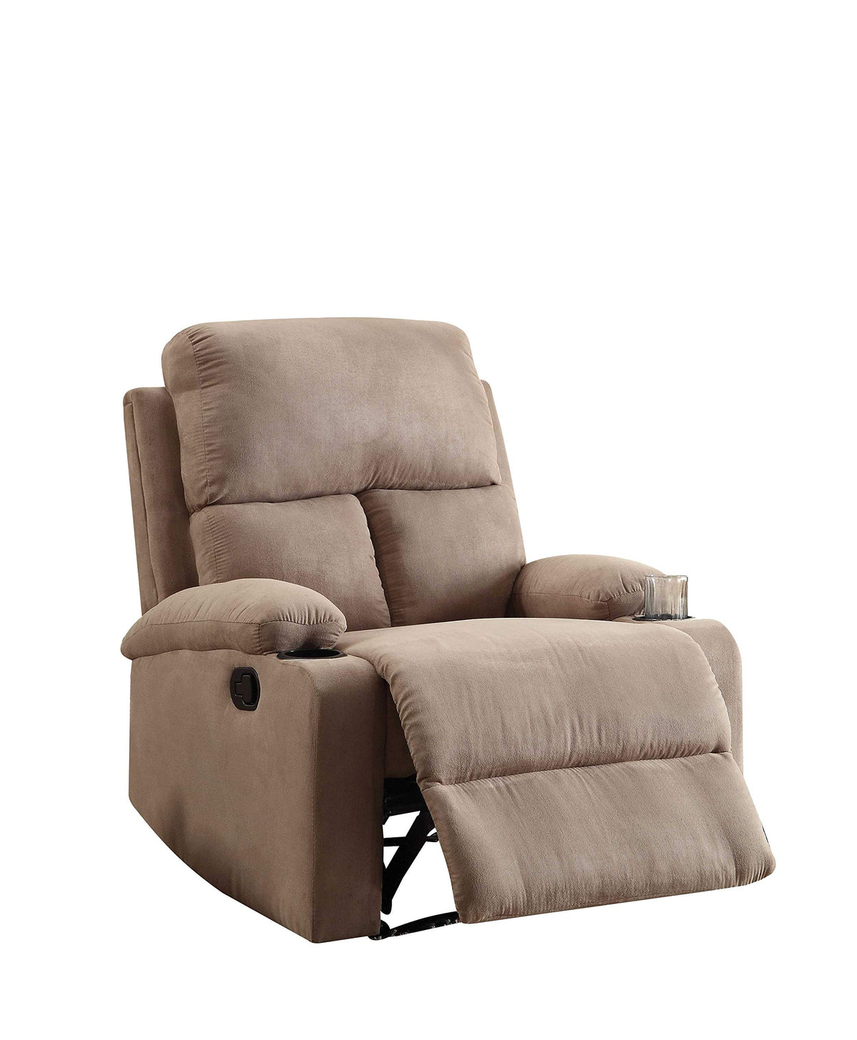 HomeRoots Furniture Recliner in Light Brown - Microfiber, Wood Frame (286187)