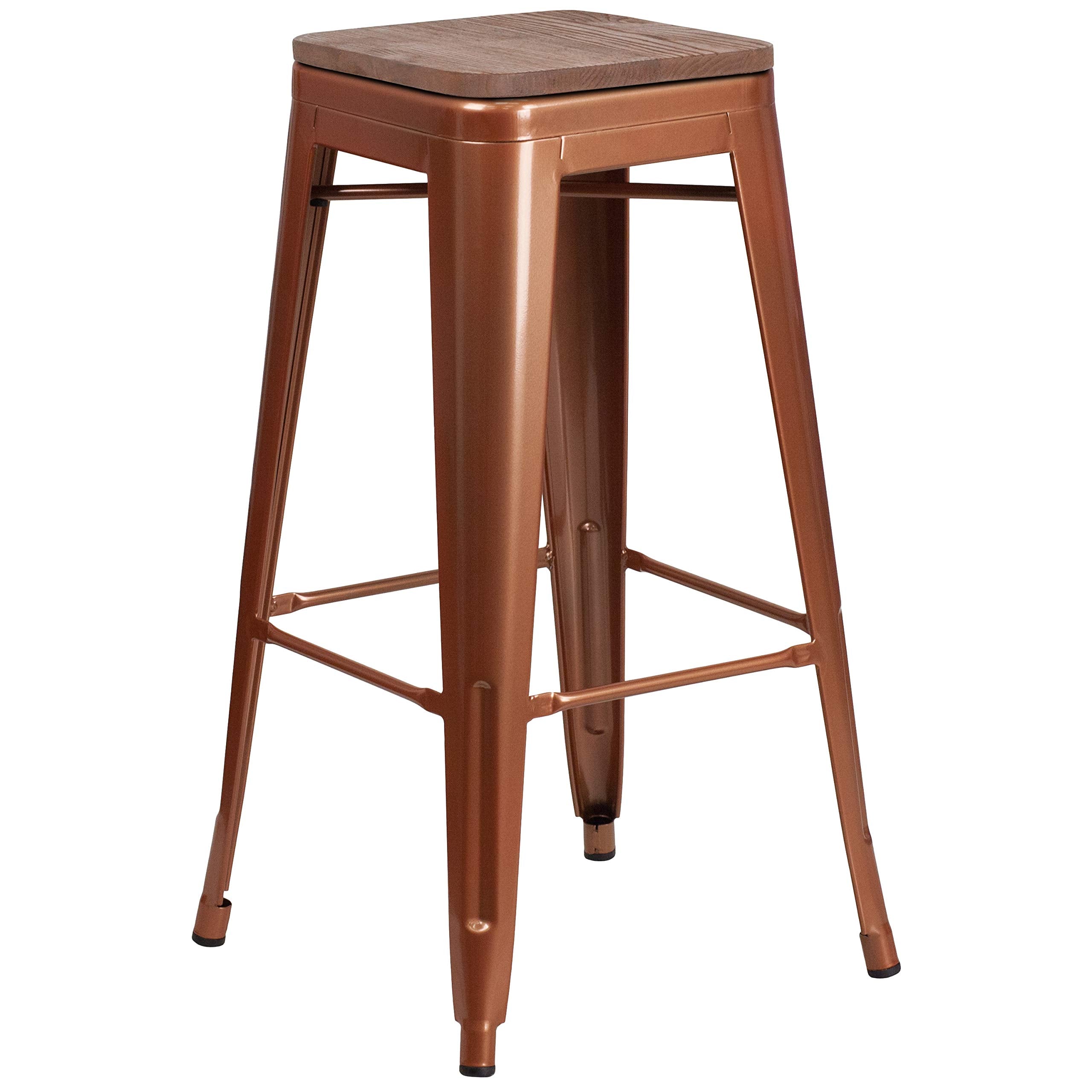Flash Furniture 30&quot; High Backless Copper Barstool With Square Wood Seat