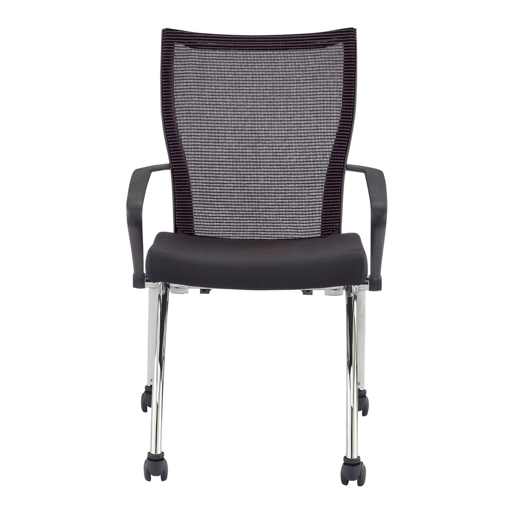 Safco Products Valoré High Back Chair With Arms Tsh1Bb, Black, Reclining Mesh Back, Fabric Seat, Compact Nesting Storage (Qty. 2)