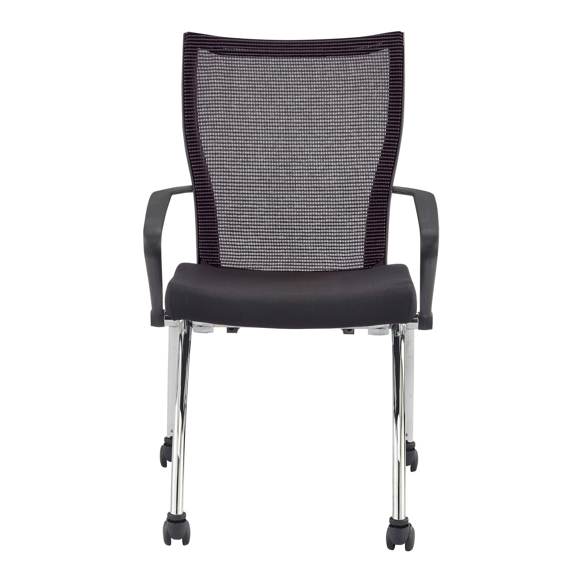 Safco Products Valoré High Back Chair With Arms Tsh1Bb, Black, Reclining Mesh Back, Fabric Seat, Compact Nesting Storage (Qty. 2)