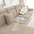 Smiry Waterproof Couch Cushion Covers, Stretch Jacquard Thick Sofa Cushion Covers, Washable Seat Cover Slipcover Elastic Furniture Protector For Pets, Kid (3Pc, Camel)