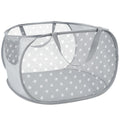 Sturdy Collapsible Laundry Baskets with Side Pockets, Mesh Pop Up Laundry Hamper, Foldable Clothes Storage Hamper with Reinforce