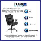 Flash Furniture HERCULES Series Big & Tall 400 lb. Rated Black LeatherSoft Ergonomic Task Office Chair with Chrome Base and Adjustable Arms
