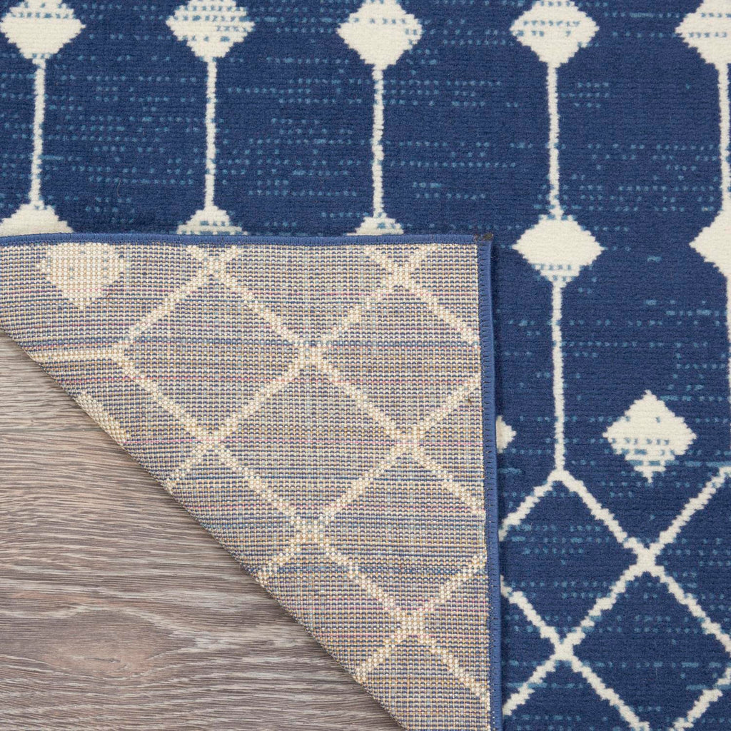 Nourison Grafix Moroccan Navy 2'3' X 7'6' Area Rug, Easy Cleaning, Non Shedding, Bed Room, Living Room, Dining Room, Kitchen (